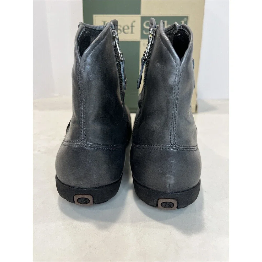 Josef‎ Seibel NEW Gray Leather Side Zip Ankle Boot Bootie EU 37 US 6-6.5 Comfort